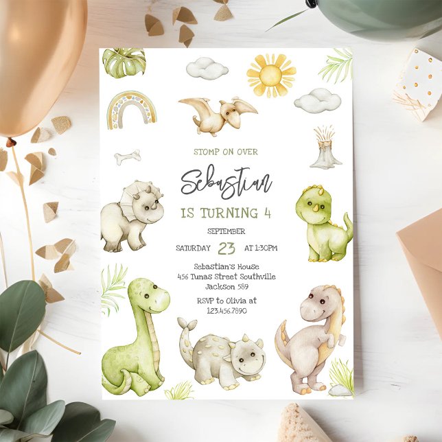Convite de Aniversário Infantil Dinossauro (Criador carregado)