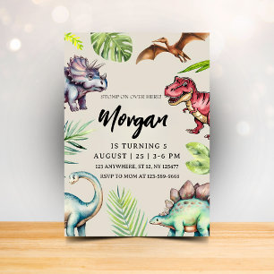 Convite de Aniversário Infantil Dinossauro Moderno