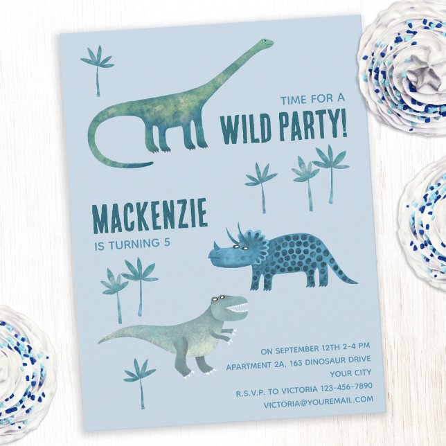 Convite de Aniversário Infantil Dinossauros (Fun dinosaur personalized kids child party invitation)