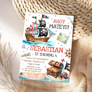 Convite de Aniversário Infantil do Menino Pirata A