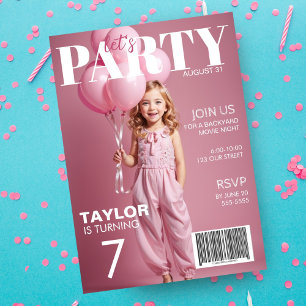 Convite de Aniversário Infantil Estilo Revista de