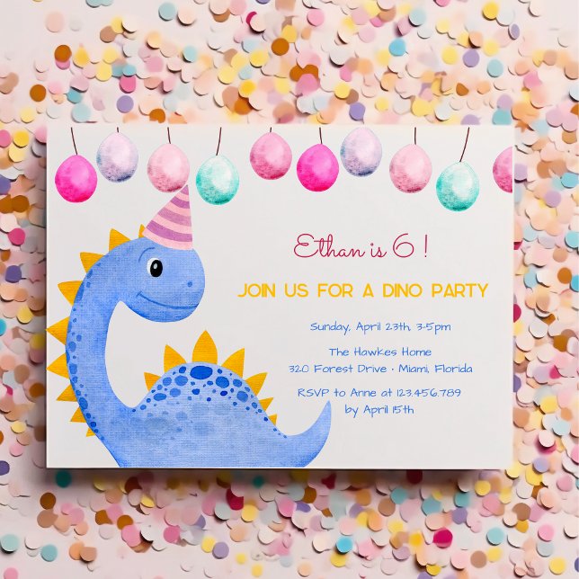 Convite de aniversário infantil festa de dinossaur (Criador carregado)