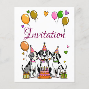 Convite de Aniversário Infantil Great Dane Filhote