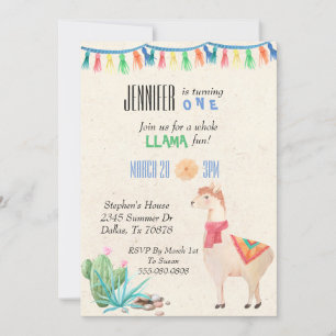 Convite de Aniversário Infantil Llama Alpaca