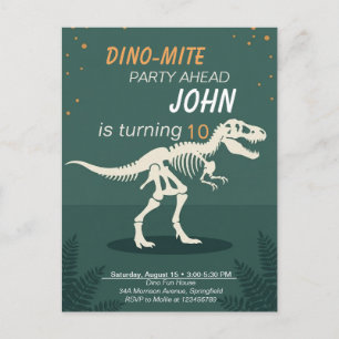 Convite de Aniversário Infantil Meninos Dino-Mite 