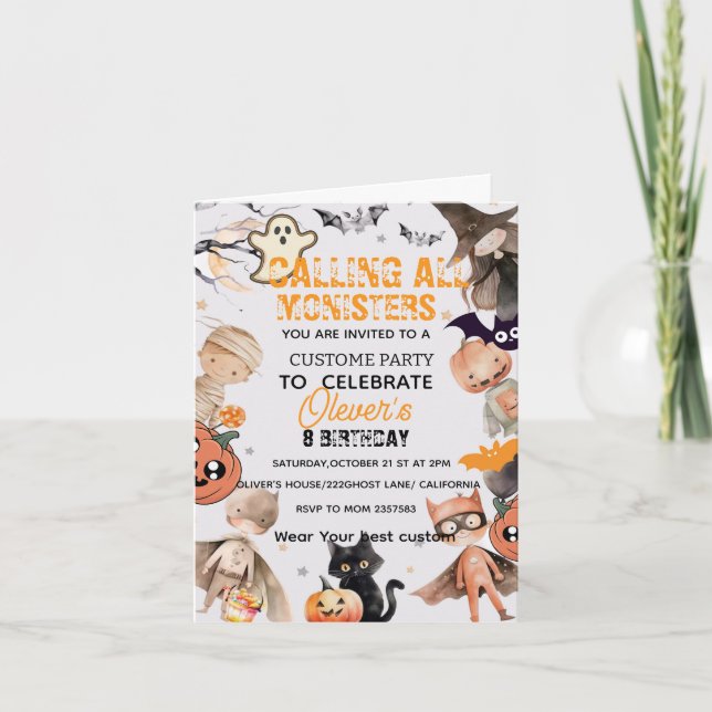 Convite de Aniversário Infantil Monstro Encantador (Frente)