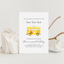 Convite de Aniversário Infantil Ônibus Escolar Ama