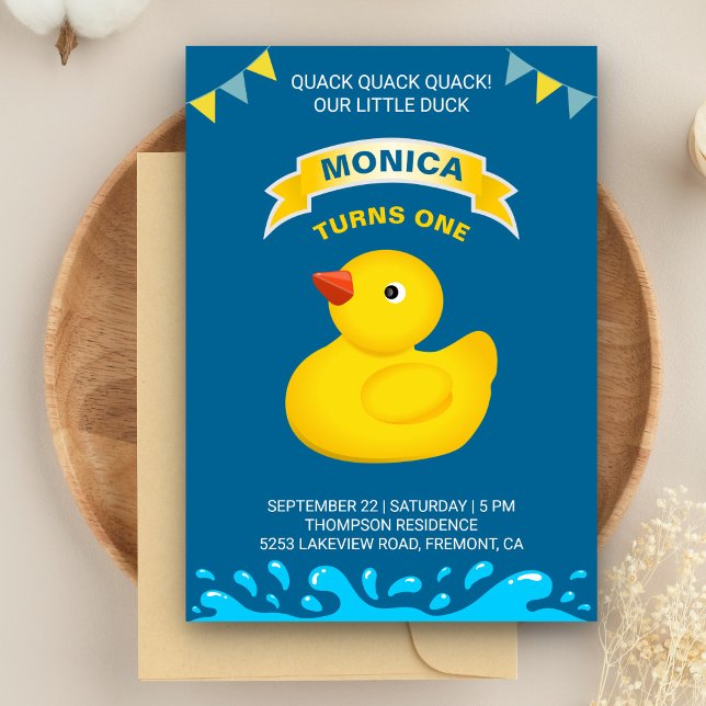 Convite de Aniversário Infantil Pato de Borracha F (Criador carregado)