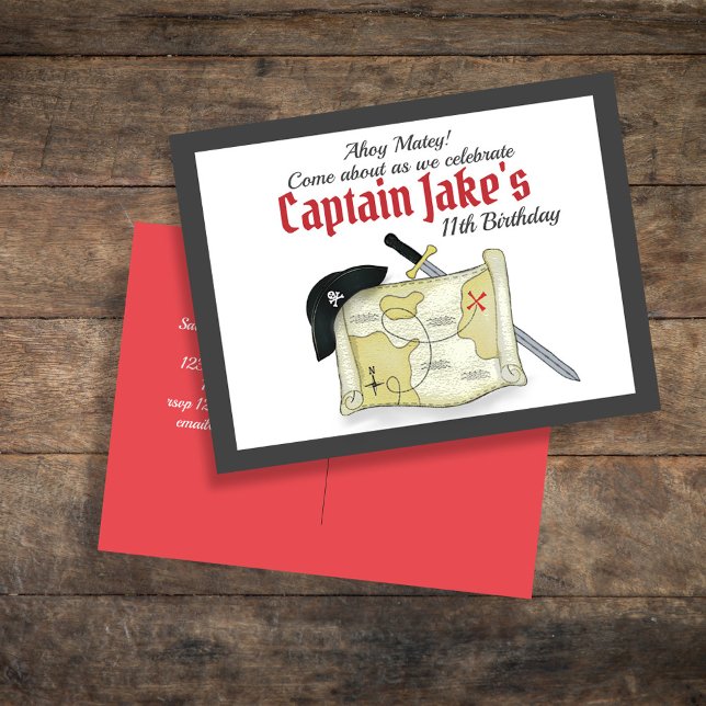 Convite de Aniversário Infantil Pirata (Cute Pirate Birthday Party Custom Invitations.)