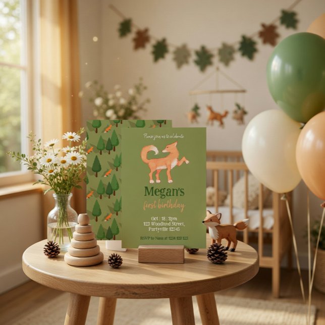 Convite de Aniversário Infantil Raposa da Floresta (Criador carregado)
