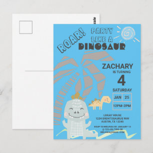 Convite de Aniversário Infantil Rugido de Dinossau