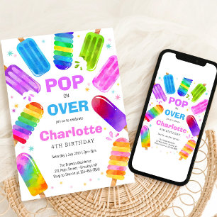 Convite de Aniversário Infantil Sorvete Pop