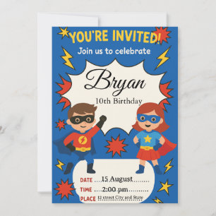 Convite de Aniversário Infantil Super-Herói Esti