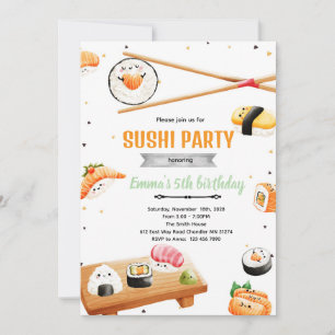 convite de aniversário infantil sushi