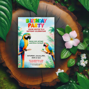 Convite de Aniversário Infantil Tema Selva Tropica
