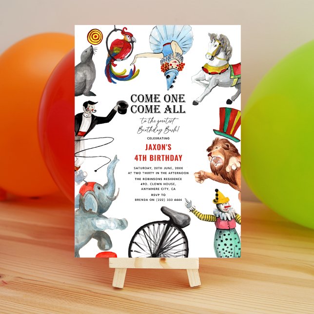 Convite de Aniversário Infantil Temático de Circo  (Criador carregado)