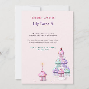 Convite de Aniversário Infantil Torre de Cupcake