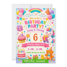 Convite de Aniversário Infantil | Unicórnio, Balõe