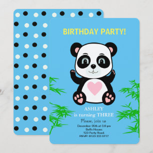 Convite de Aniversário Infantil Urso Panda