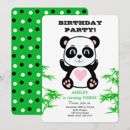 Convite de Aniversário Infantil Urso Panda & Bambu