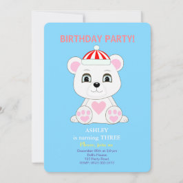 Convite de Aniversário Infantil Urso Polar