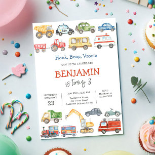 Convite de Aniversário Infantil Veículo de Transpo