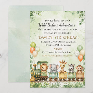 Convite de Aniversário Infantil Wild Safari Kids F