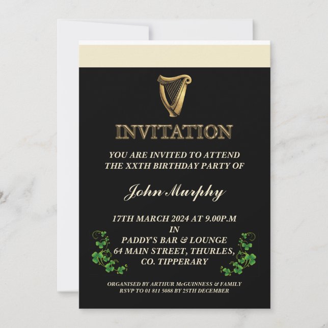 Convite de aniversário irlandês (Frente)