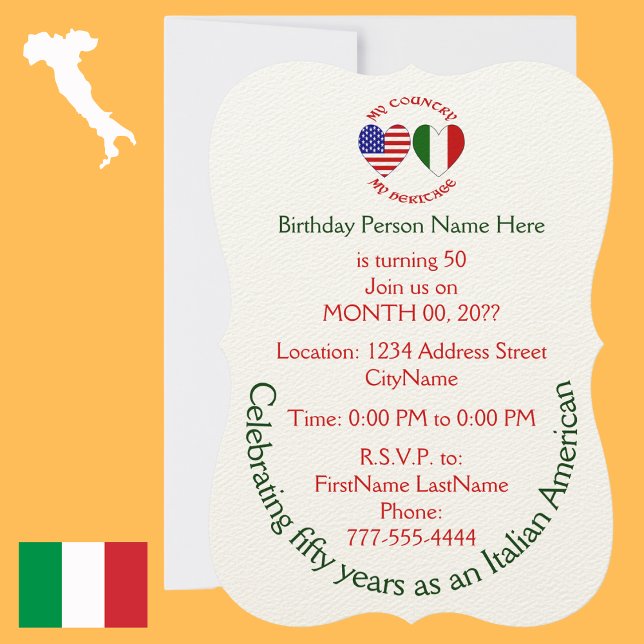 Convite de Aniversário Italiano Americano (Criador carregado)
