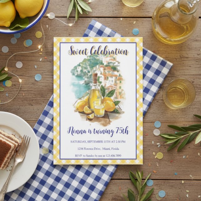 Convite de Aniversário Italiano Limoncello Positan (Criador carregado)