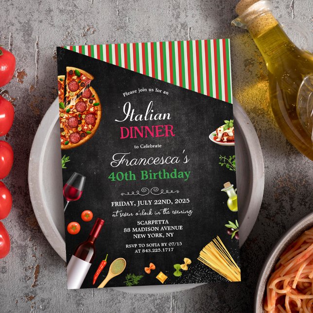 CONVITE DE ANIVERSÁRIO - Jantar Italiano (Criador carregado)