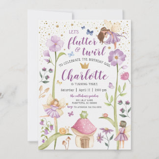 Convite de Aniversário Jardim de Fadas Encantado