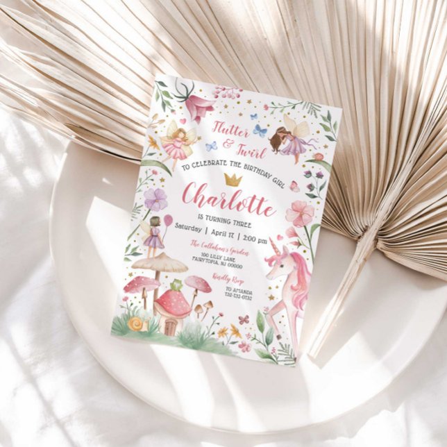 Convite de Aniversário Jardim de Fadas Encantado (Criador carregado)