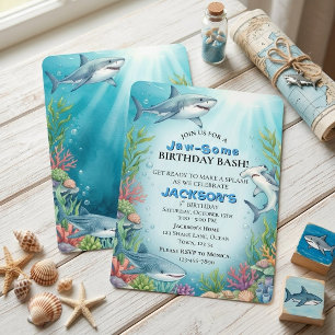 Convite de Aniversário Jaw some Shark Kids