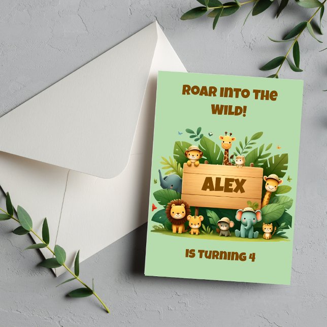 Convite de Aniversário Jungle Safari | Animais Sel (Criador carregado)