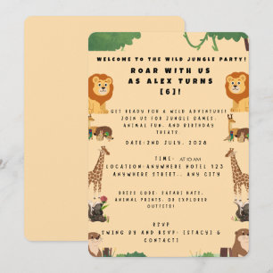 Convite de Aniversário Jungle Safari Selvagem Ed