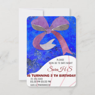 Convite de Aniversário Laço Rosa, Convite de Anive