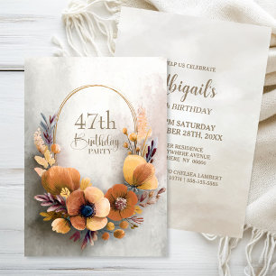 Convite de Aniversário Laranja Floral para Qualque