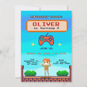 Convite de aniversário legal para jogos de vídeo p