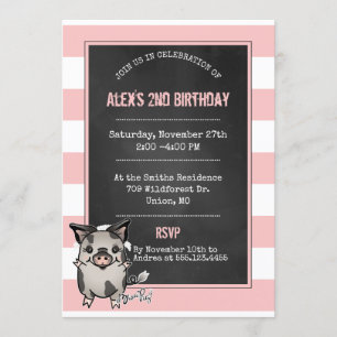 Convite de aniversário leitão bonito