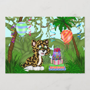 Convite de aniversário-leopardo-da-selva