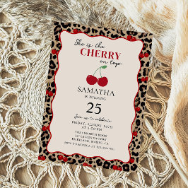 Convite de Aniversário Leopardo Guepardo Cereja Em