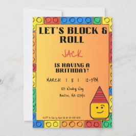 Convite de aniversário Let's Block & Roll