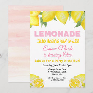 Convite de Aniversário Limonada Limão - QUALQUER I