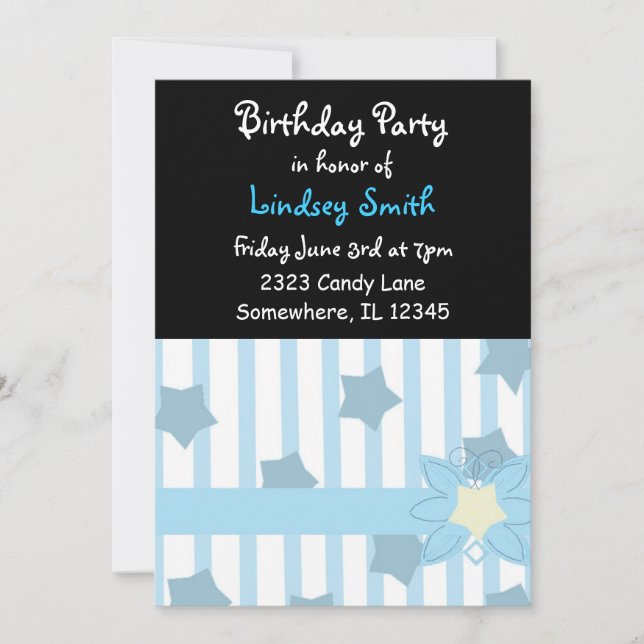 Convite de Aniversário Listras e Estrelas (Frente)