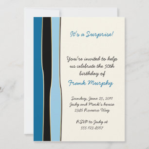 Convite de Aniversário Listras Preto Azul