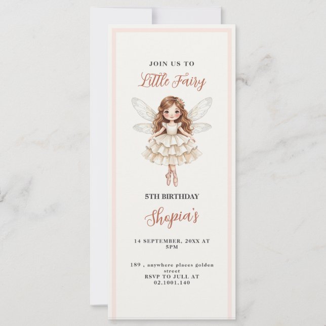 Convite de aniversário Little Fairy Dream (Frente)