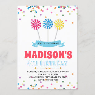 convite de aniversário Lollipop bonito