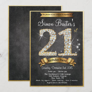 Convite de Aniversário Lousa de Giz Diamante Doura
