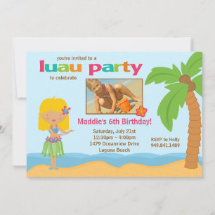 Convite de aniversário Luau
